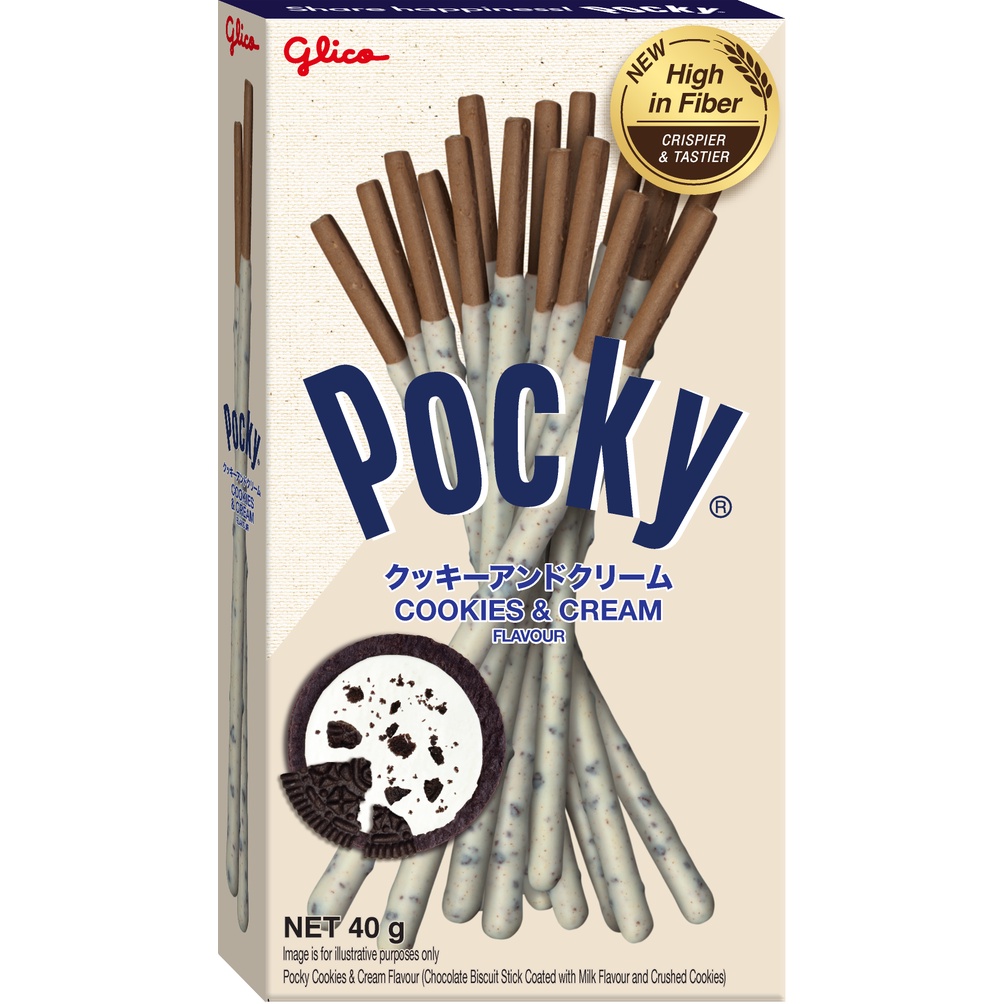 Bánh snack que phủ kem Glico Pocky Happy Set E combo 10 hộp (5 dâu 5 cookies cream)