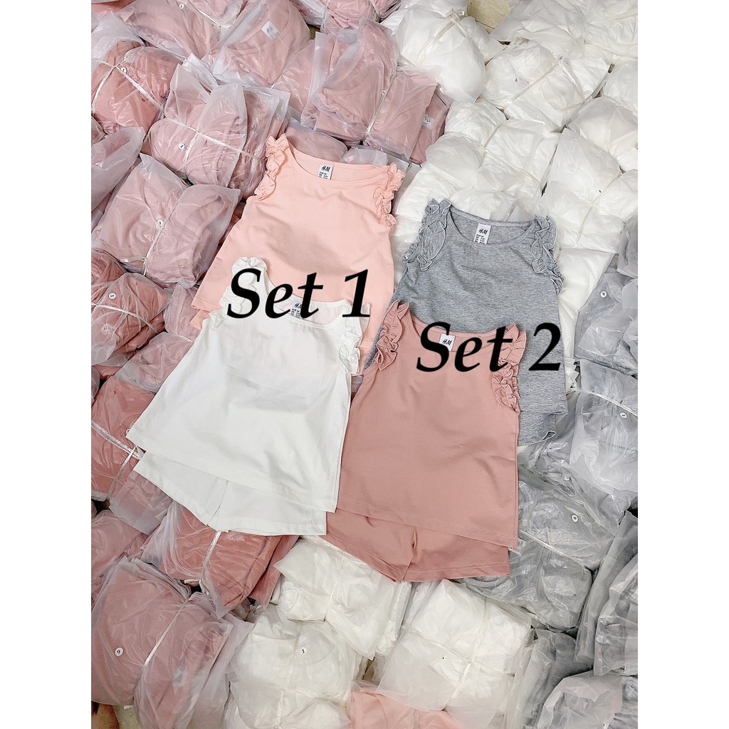 SET 2 BỘ ĐÙI BÉ GÁI VIỀN BÈO COTTON - ẢNH THẬT