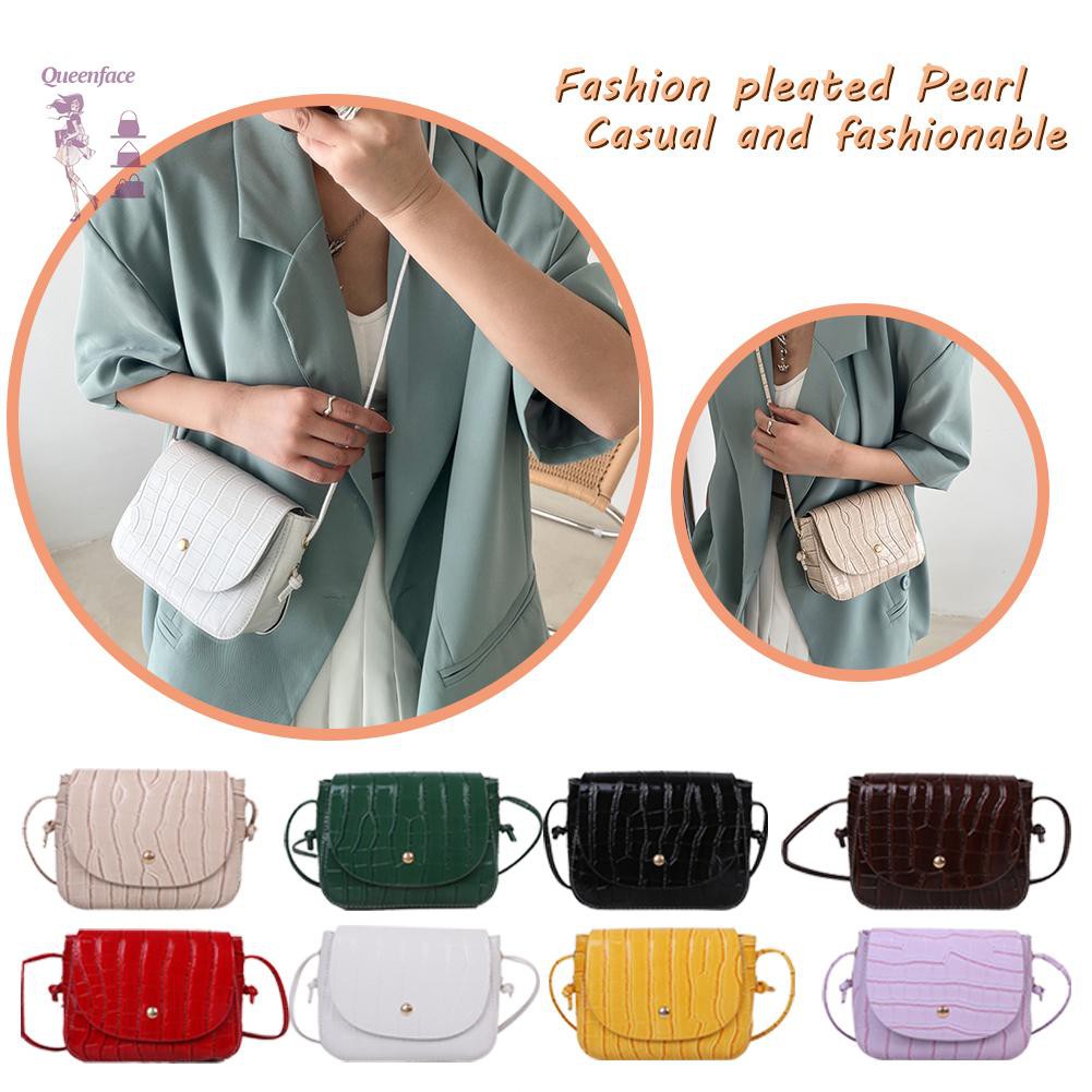 queen_Retro Women Stone Pattern PU Pure Color Shoulder Messenger Bag Mini Handbag