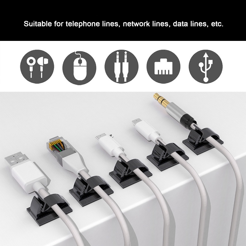 Set 10 Giá Đỡ Dây Cáp Sạc Tự Dính Có Thể Điều Chỉnh Tiện Dụng