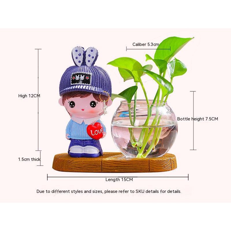 Bình Hoa Thủy Canh Đáy Gỗ Sáng Tạo Dễ Thương Để Bàn Trang Trí Nhà Cửa