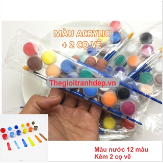 Bộ 12 Màu Nước Acrylic 3ml (Tặng Kèm cọ vẽ)