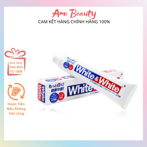 Kem đánh răng White & White Lion làm trắng răng , hơi thở thơm mát 150g Nhật Bản