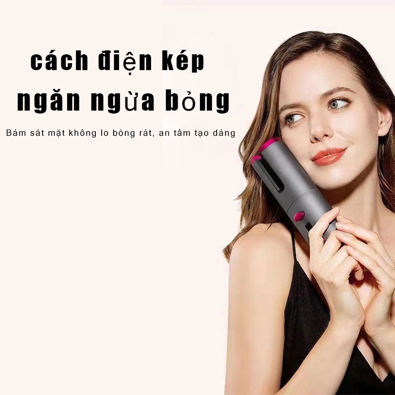 Máy uốn tóc xoăn tự động không dây hàng cao cấp -Tích Điện 60 Phút -Nhiều Mức Độ Xoăn -Tùy chỉnh nhiệt