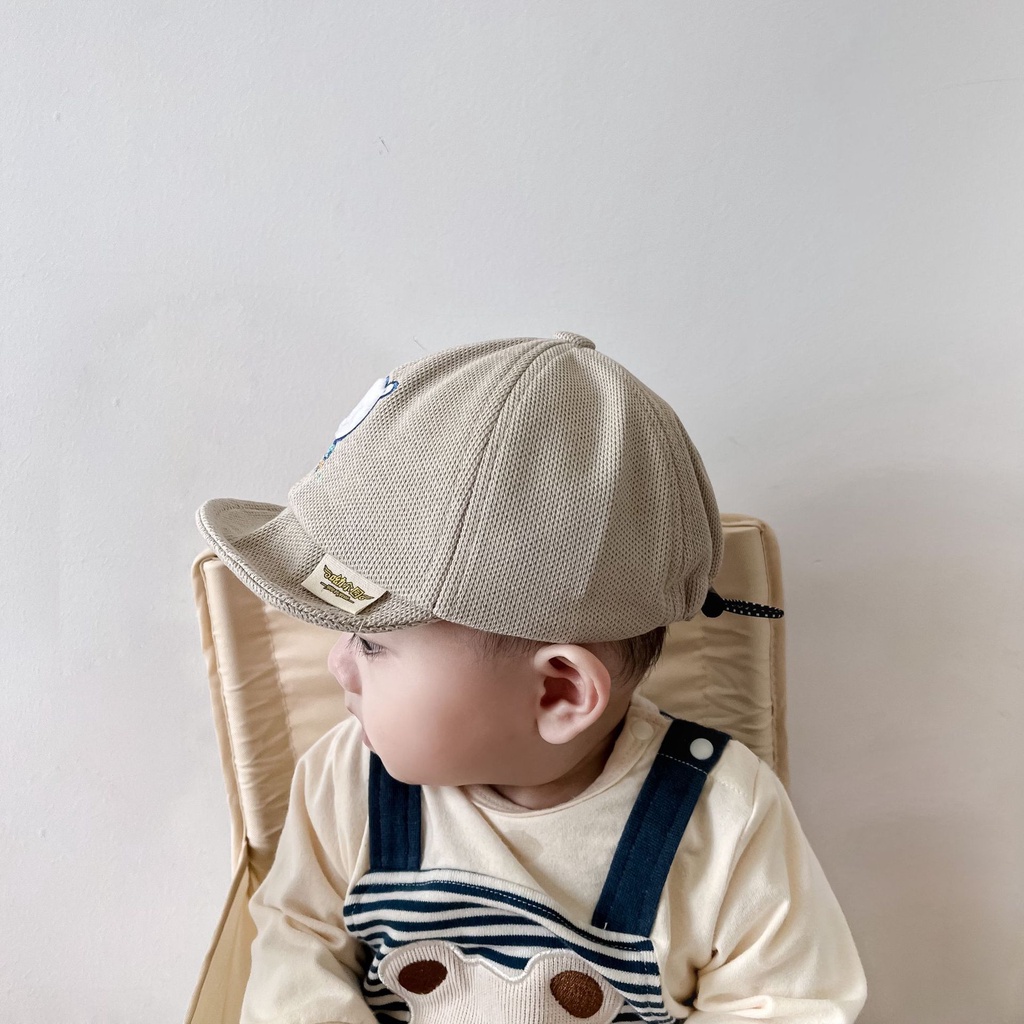 Mũ Lưỡi Trai Vành Mềm Thêu Hình Gấu Hoạt Hình Phong Cách Hàn Quốc Cho Bé