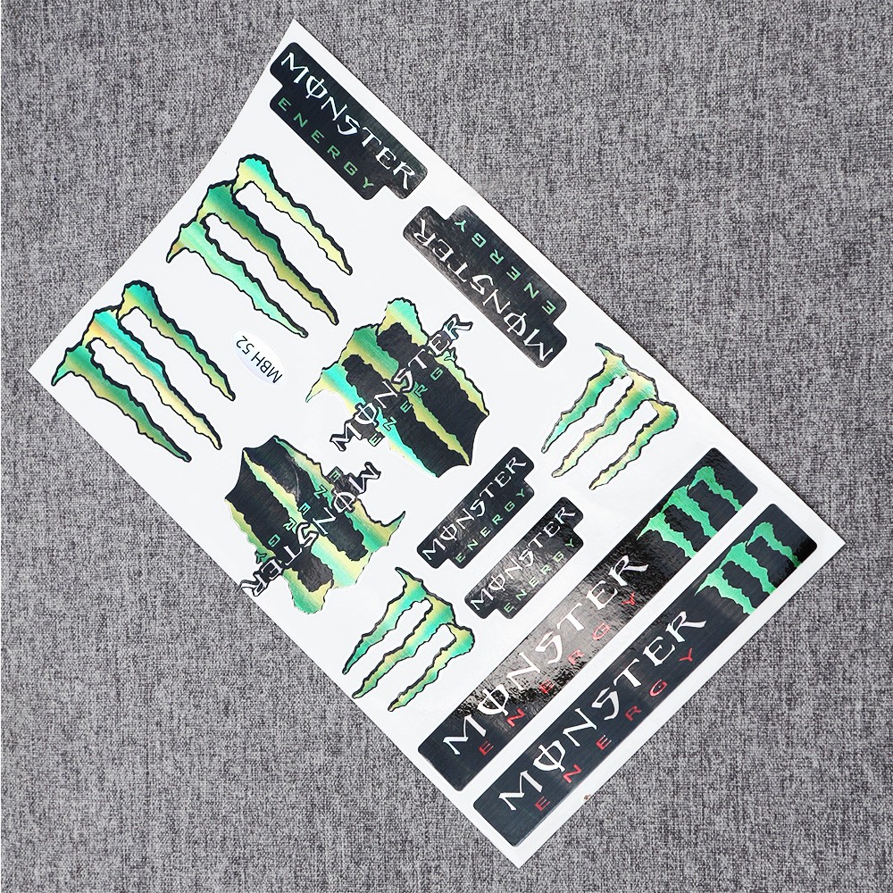 [CÁC BIKER ƠI] BỘ TEM DÁN XE MÁY TEM CROM NHIỀU LOGO MONSTER ENERGY MBH-52