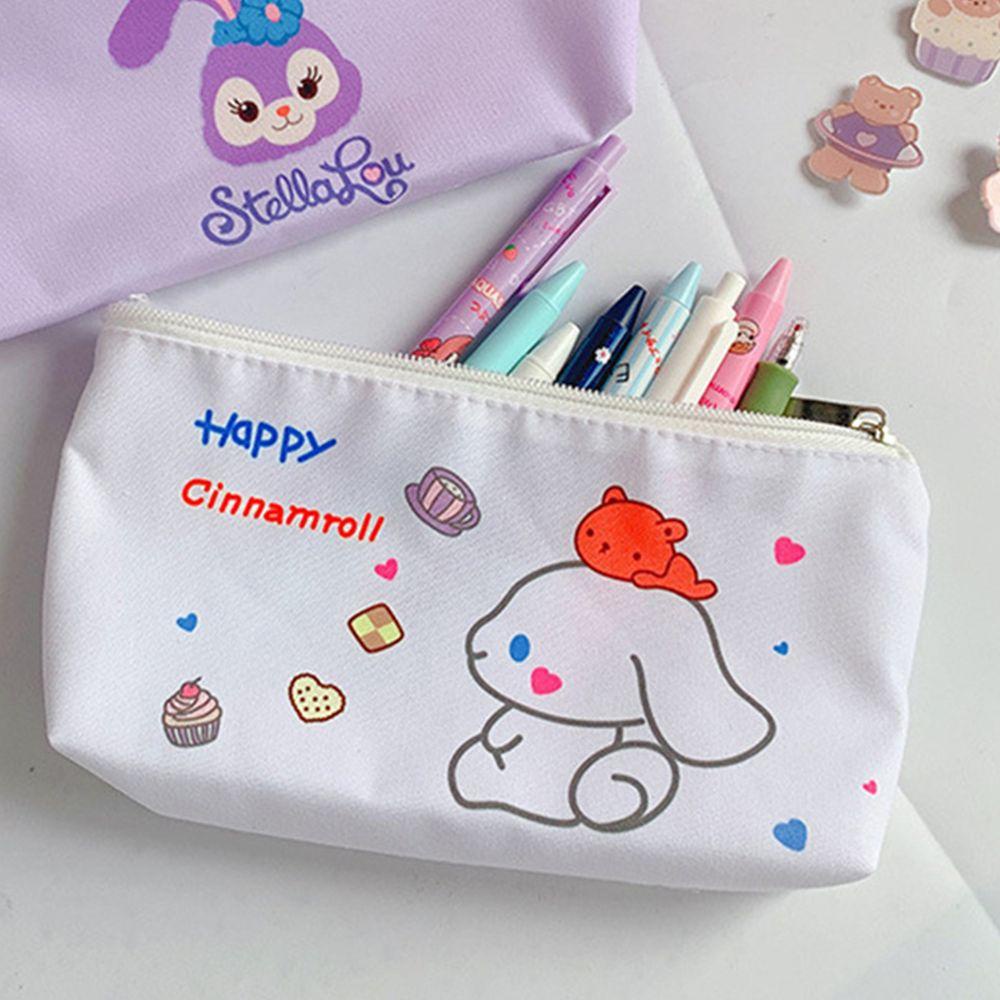 Túi Đựng Bút Bằng Vải Canvas Cỡ Lớn In Hình Gấu Hoạt Hình Dễ Thương