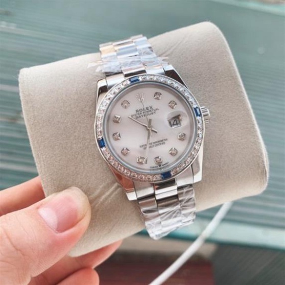 Đồng Hồ Nam RoLex Sapphire RA35 Viền 4 đá xanh Máy cơ Automatic Nhật Chống xước Tuyệt Đối