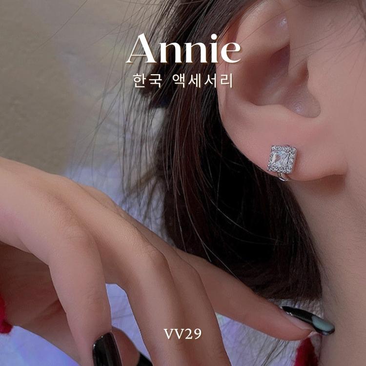 Bông tai nữ đính đá vuông thép y tế không gỉ cao cấp cá tính ANNIE VV29
