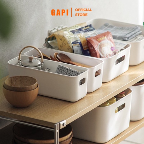 Hộp nhựa trắng giỏ nhựa trắng có nắp tay cầm tiện lợi đựng đồ đa năng - gn52,gn53,gn54,gn55