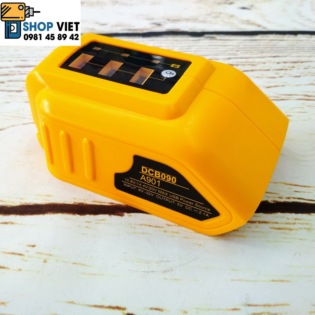 SV Sạc điện thoại từ pin Dewalt 10,8V/14V/18V thay thế DCB090