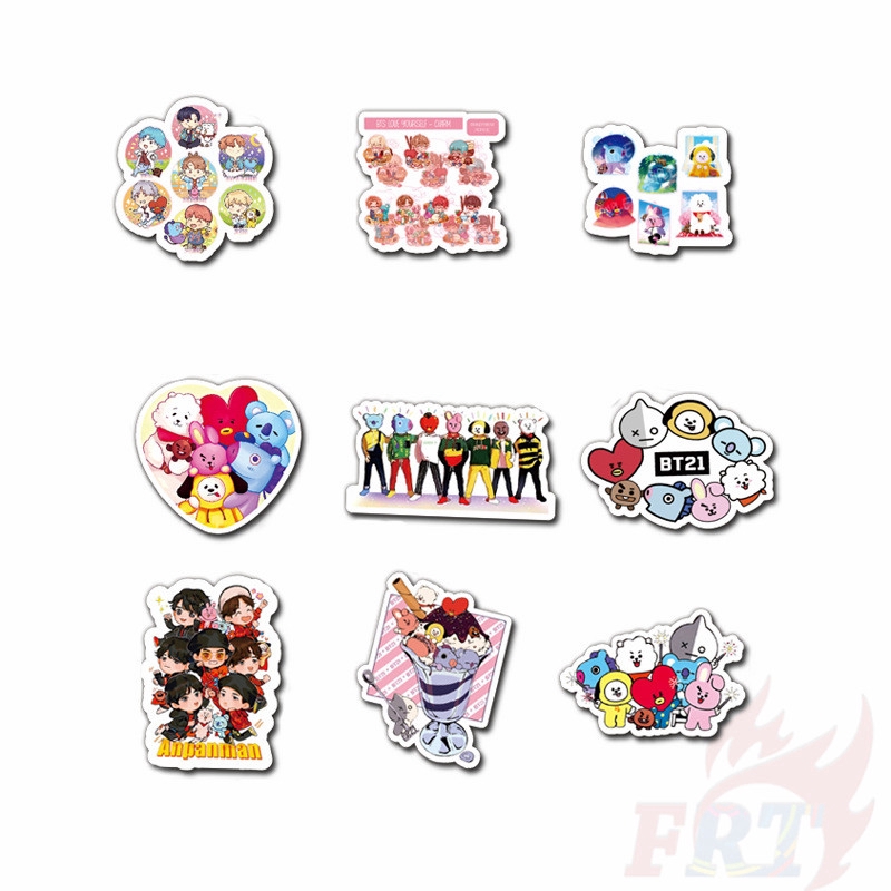 ❉ BT21 BTS Giấy và decal dán tường ❉ 50Pcs/Set KPOP Mixed Luggage Laptop Skateboard Doodle Stickers