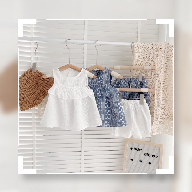 Bộ hè ba lỗ thô boi mềm cho bé gái 8-21 kg (6 tháng -6 tuổi)