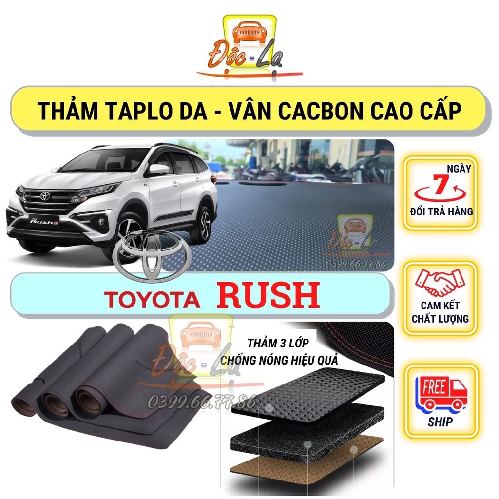 Thảm taplo Toyota Rush vân Cacbon 3 lớp cao cấp, chống nóng, bảo vệ ô tô hiệu quả