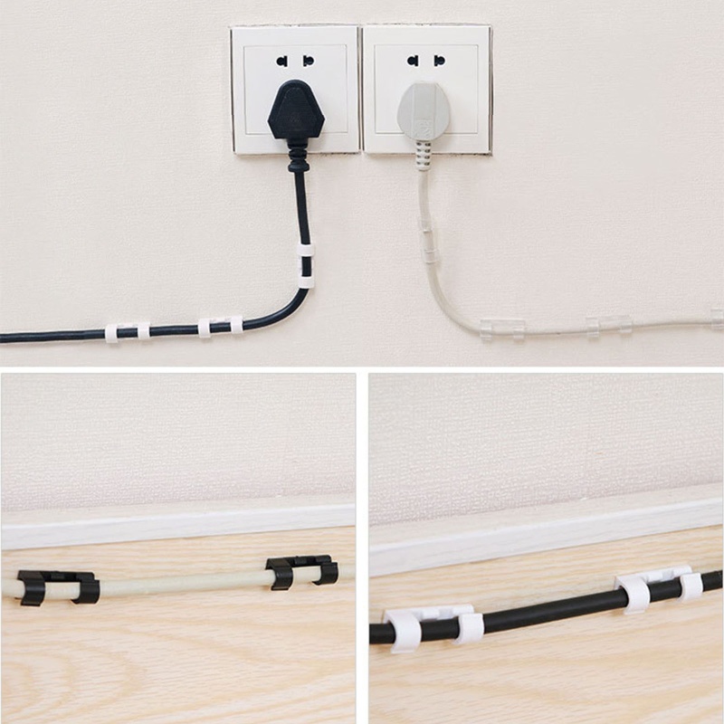 Set 20 / 16 Kẹp Cố Định Dây Cáp TV / PC Tự Dính Tiện Lợi