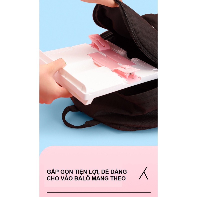 Kệ để sách vở, điện thoại, máy tính bảng chống gù chống cận thị, gấp gọn mang theo tiện lợi - [Tặng kèm đệm bút chống mỏ