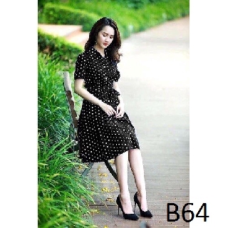 [Mẫu Bán Chạy] Đầm Thun Nhập Chấm Bi Nhẹ Nhàng Thanh Lịch Giá Tận Xưởng -B64