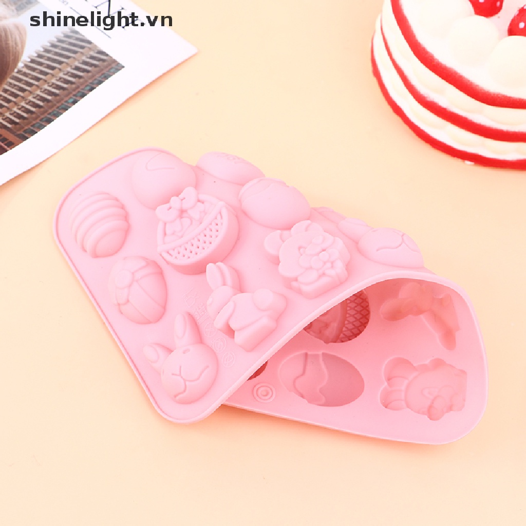 [shinelight] Khuôn Silicon Làm Bánh Kẹo Sô Cô La Hình Thỏ Phục Sinh Nhiều Màu [VN]