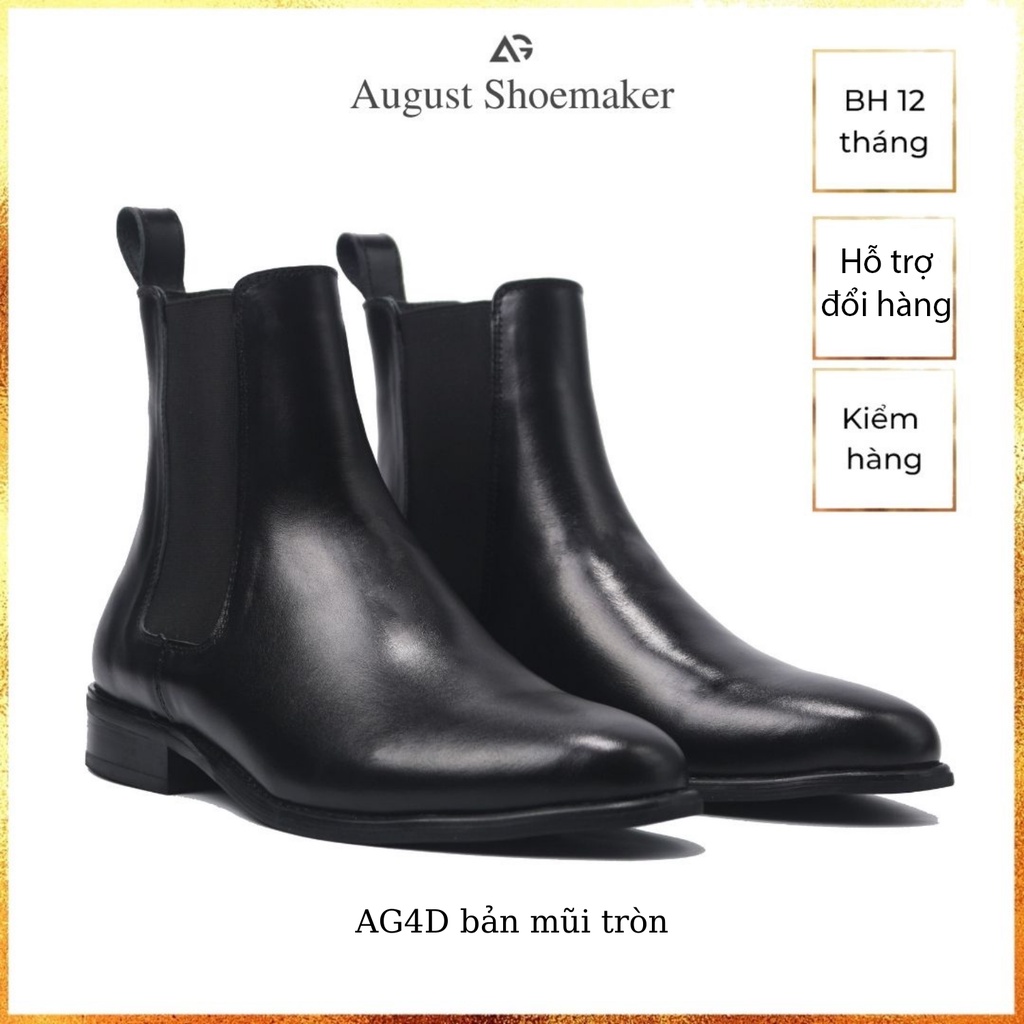 Giày Chelsea boots nam phiên bản mũi tròn, da bò cao cấp nhập khẩu handmade August shoes AG4D chính hãng bảo hành 12 thá | BigBuy360 - bigbuy360.vn