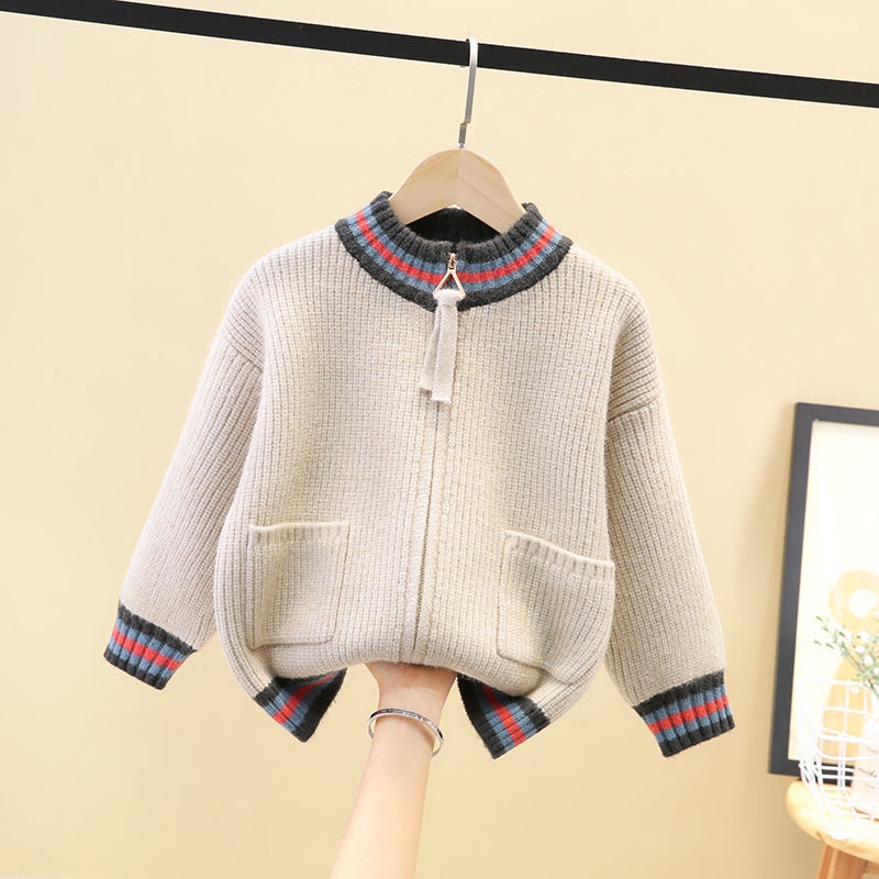 Áo Khoác Cardigan Dệt Kim Phong Cách Phương Tây Thời Trang Thu Đông Dành Cho Bé Trai