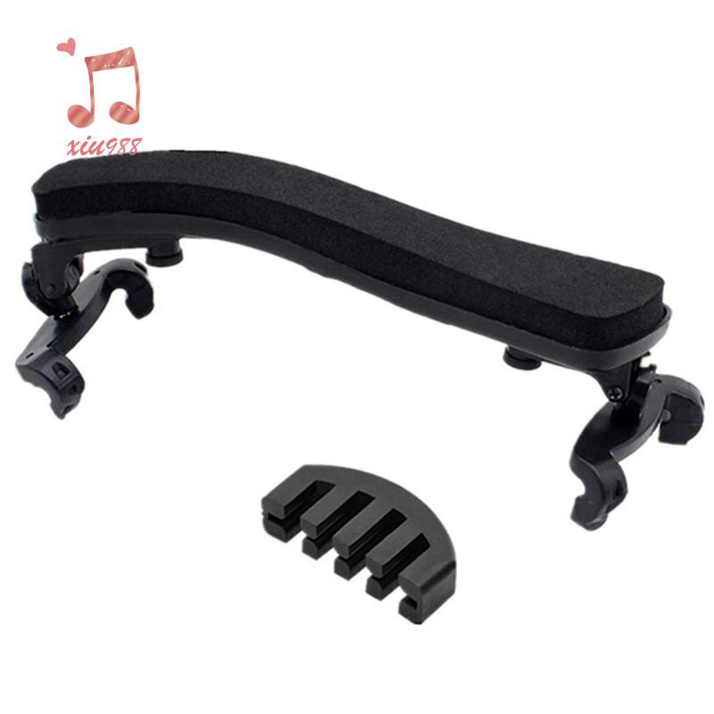 Violin Shoulder Rest for 4/4-3/4 Size with Collapsible and Height Adjustable Feet Including a Violin Practice Mute