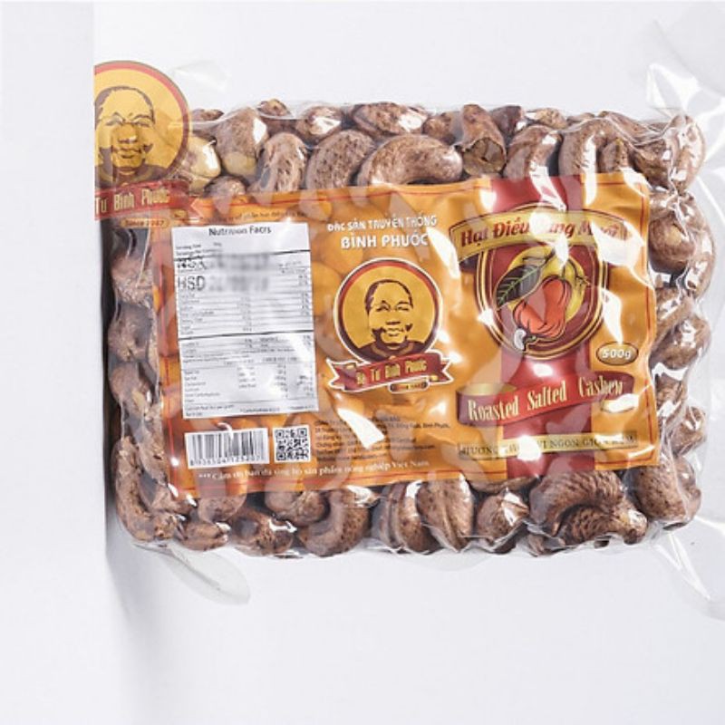 Hạt điều rang muối vỏ lụa Bà Tư Bình Phước (túi hút chân không 500gr)