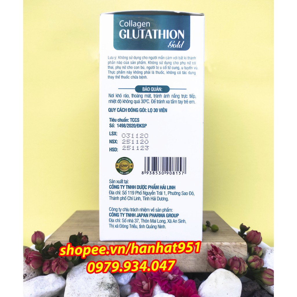 Viên Uống Sáng Da COLLAGEN GLUTATHION GOLD chiết xuất lô hội, hạn chế lão hoá da, giảm nám- Hộp 30 viên