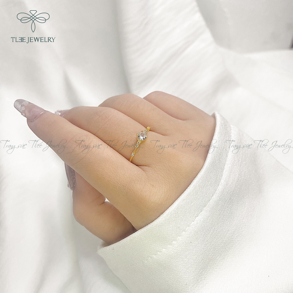 Nhẫn bạc nữ TLEE Snow Princess Nor mạ vàng 14k nạm đá lấp lánh NCJ A0129
