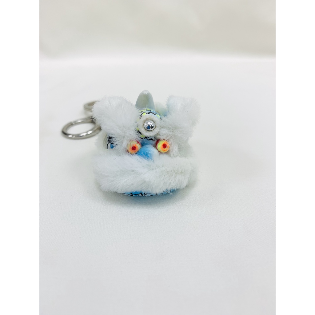 毛毛-蓝白 Móc Khóa Resin Hình Sư Tử Nhảy Múa Thời Trang