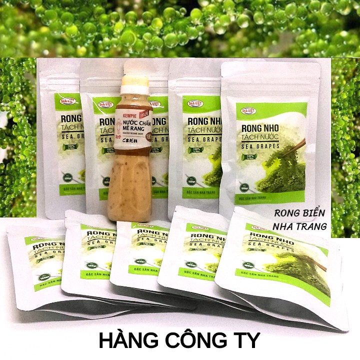 Rong nho tách nước Sea Việt 1 ký gồm 10 gói 100g - Tặng 1 chai nước chấm mè rang Kewpie 180ml