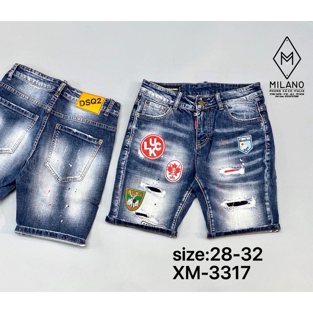 Quần short jean nam rách cao cấp 2 màu đen,xanh thêu họa tiết cao cấp | BigBuy360 - bigbuy360.vn