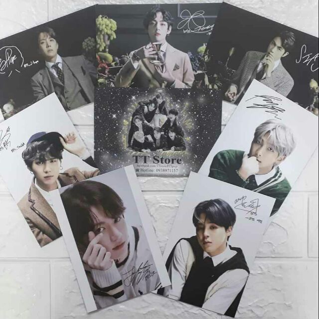 Set 7 post card (2 mặt) có chữ kí BTS
