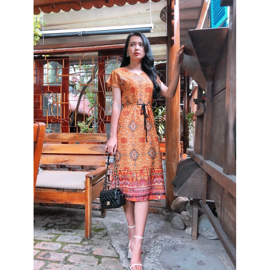 Đầm suông họa tiết thổ cẩm siêu sang S&amp;M, hot nhất, có bigsize, giá rẻ GR0073