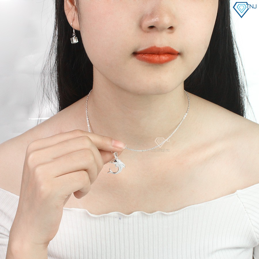 Dây chuyền bạc nữ, vòng cổ bạc nữ đẹp giá rẻ mặt cá heo DCN0443 - Trang Sức TNJ