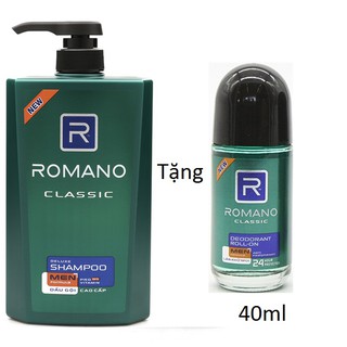 Dầu gội Romano Classic chai 650g + Lăn 40ml