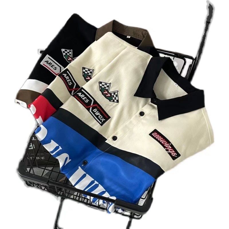 Áo Sơ Mi Ngắn Tay Dáng Rộng Thời Trang Retro Âu Mỹ Cá Tính Cho Nam