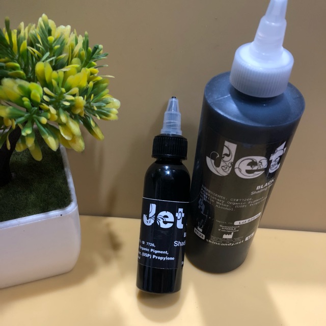 Mực xăm sắc tố đen jet black chai 2oz(60ml)chia to rót lẻ