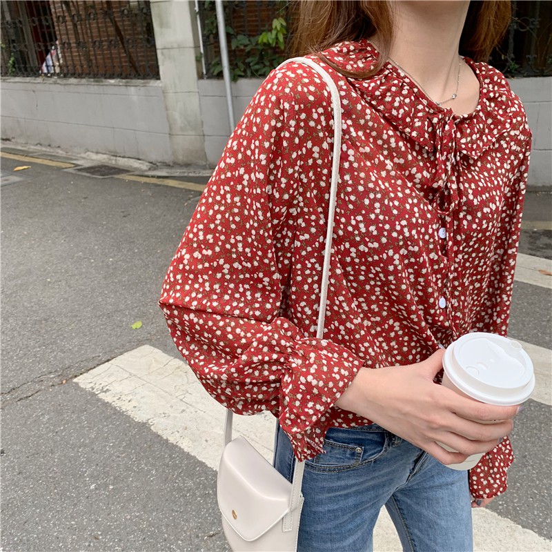 ÁO VOAN DÀI TAY BÈO NHÚN CỔ HOẠ TIẾT HOA NHÍ | BigBuy360 - bigbuy360.vn