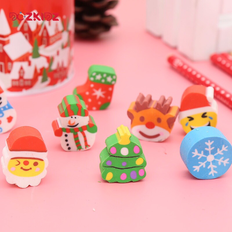 COMBO 5 CHIÊC bút chì kèm tẩy họa tiết Noel - DOZKIDZ