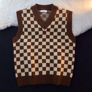 Áo Gile Len kẻ Caro Checkerboard Gile
