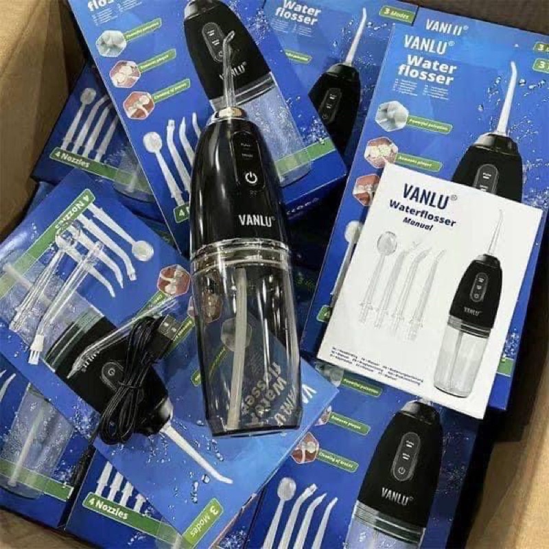 Máy Tăm Nước Optismile Vanlu Hàng Chính Hãng Fullbox, Tặng Kèm 4 Đầu Phun