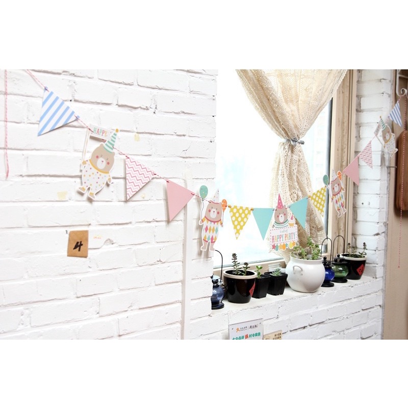 Dây treo trang trí happy birthday hình gấu