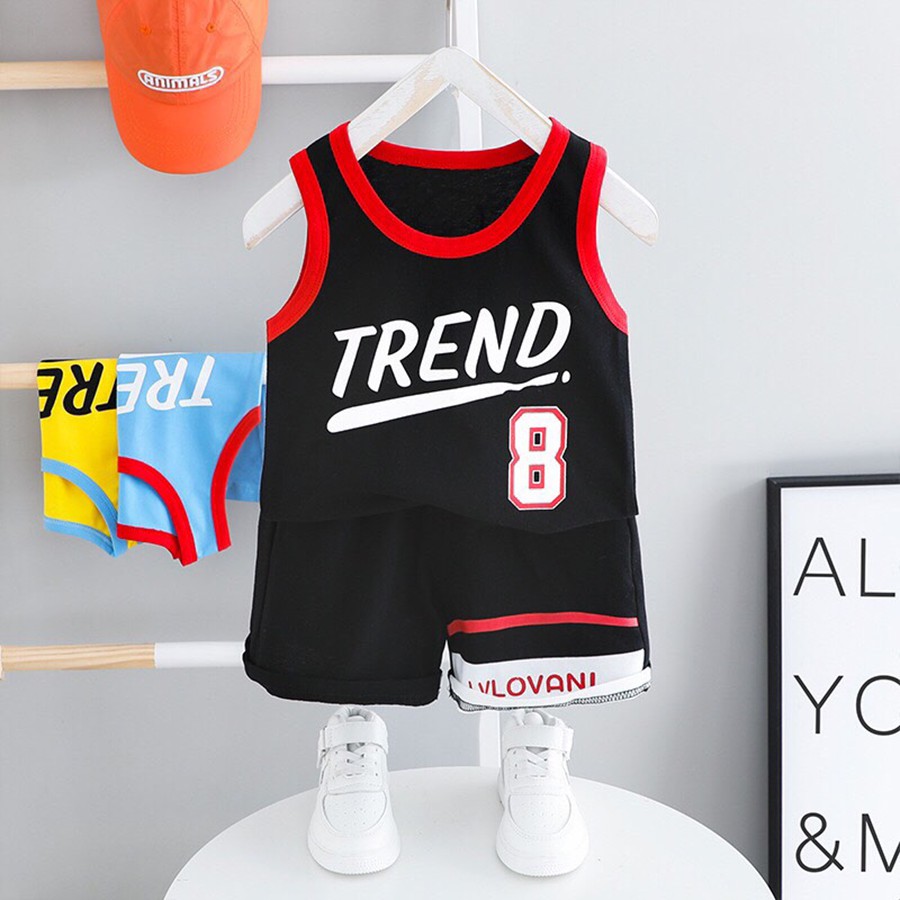 Bộ Ba Lỗ Bóng Rổ Trend Cộc Tay Cho Bé Mặc Mùa Hè MINI KIDS Size Từ 8-20kg