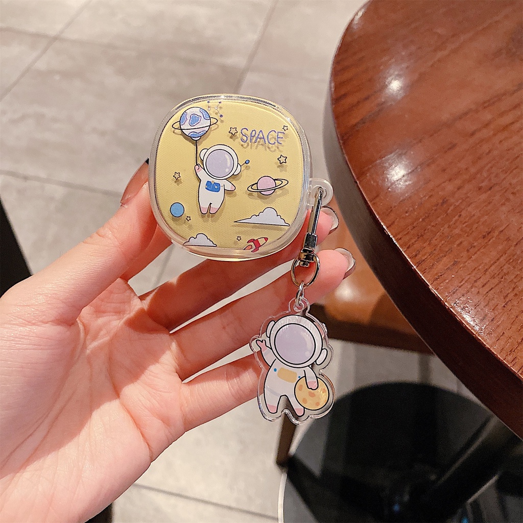 Vỏ Bọc Hộp Sạc Tai Nghe Baseus Encok WM01 Bằng TPU Mềm Trong Suốt Chống Sốc Họa Tiết Hoạt Hình Kèm Móc Khóa Đơn Giản