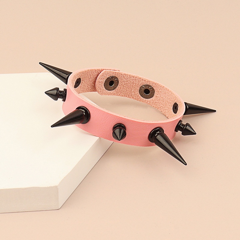 Vòng Tay Da Đính Đinh Tán Kim Loại Phong Cách Punk Rock Đường Phố 2022