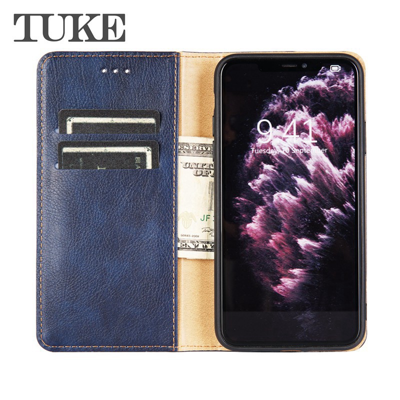 TUKE Phone Cover For Sony XZ1 XZ2 XZ4 Compact XZ3 XZ Premium Z4 Z5 Plus Pure Color Magnetic Attraction Holster Flip PU Leather Wallet Case