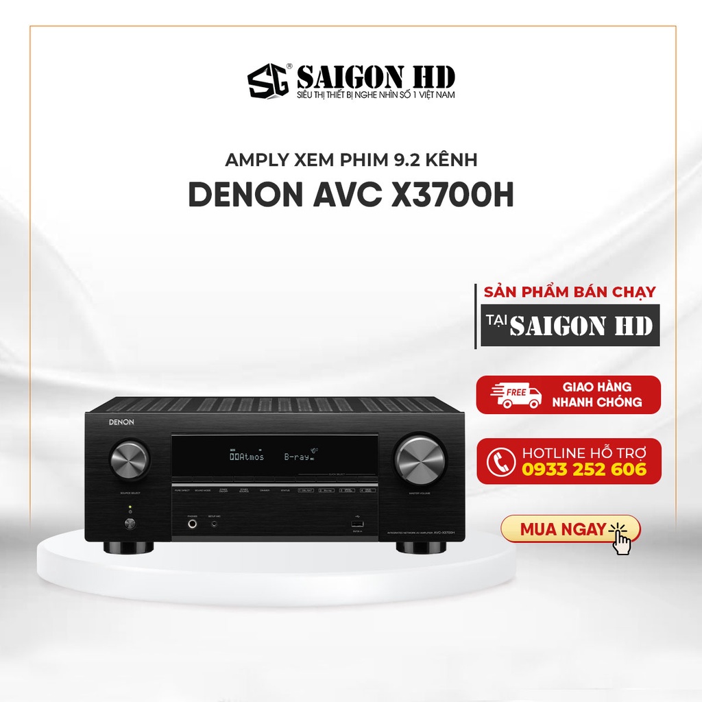 Amply xem phim 9.2 kênh DENON AVC X3700H - Hàng Chính Hãng, Bảo Hành 12 Tháng