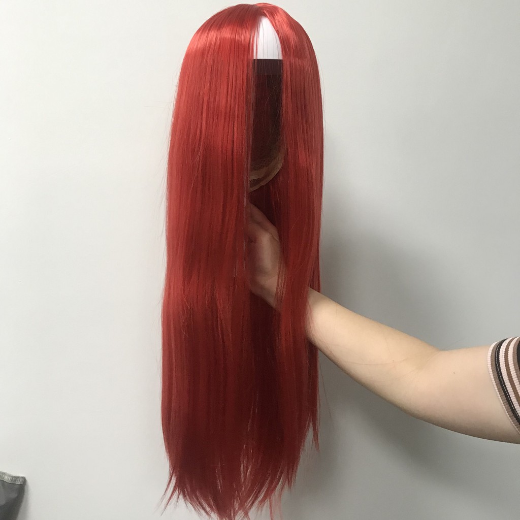Tóc Giả Thẳng Dài Màu Đỏ