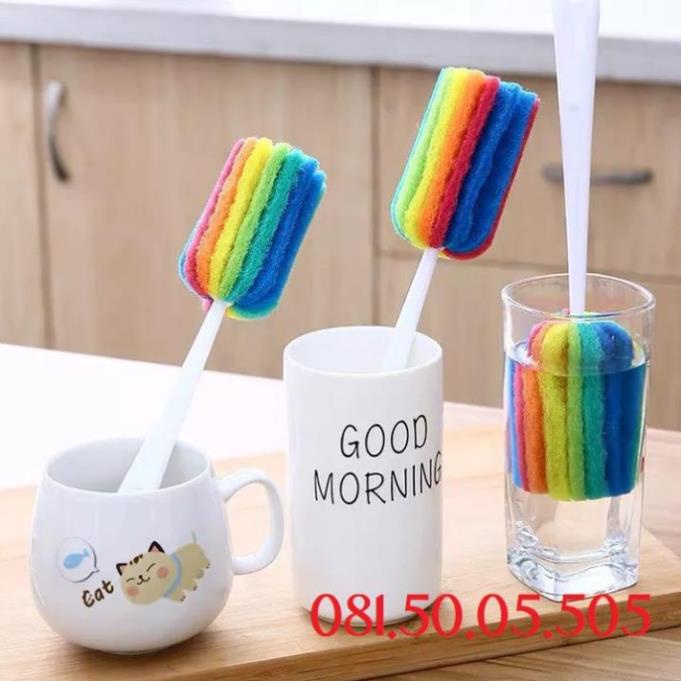 Cây cọ rửa cốc chén 7 màu LOẠI ĐẸP - Cây rửa ly, cốc, chén tiện ích - Cậy cọ rửa bình sữa siêu bền và tiện lợi Pb334