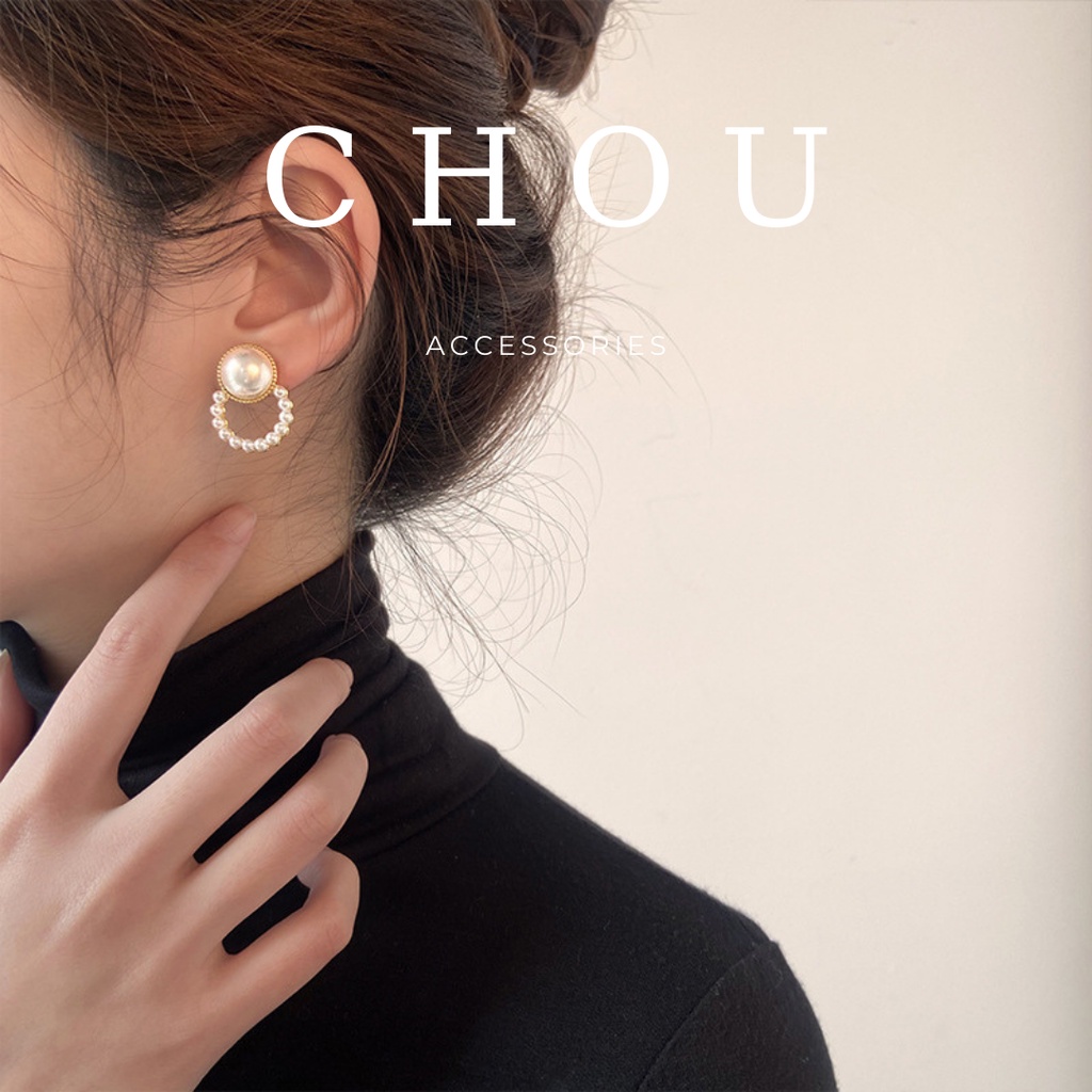 Bông Tai Đính Ngọc Vòng Tròn | CHOU ACCESSORIES |